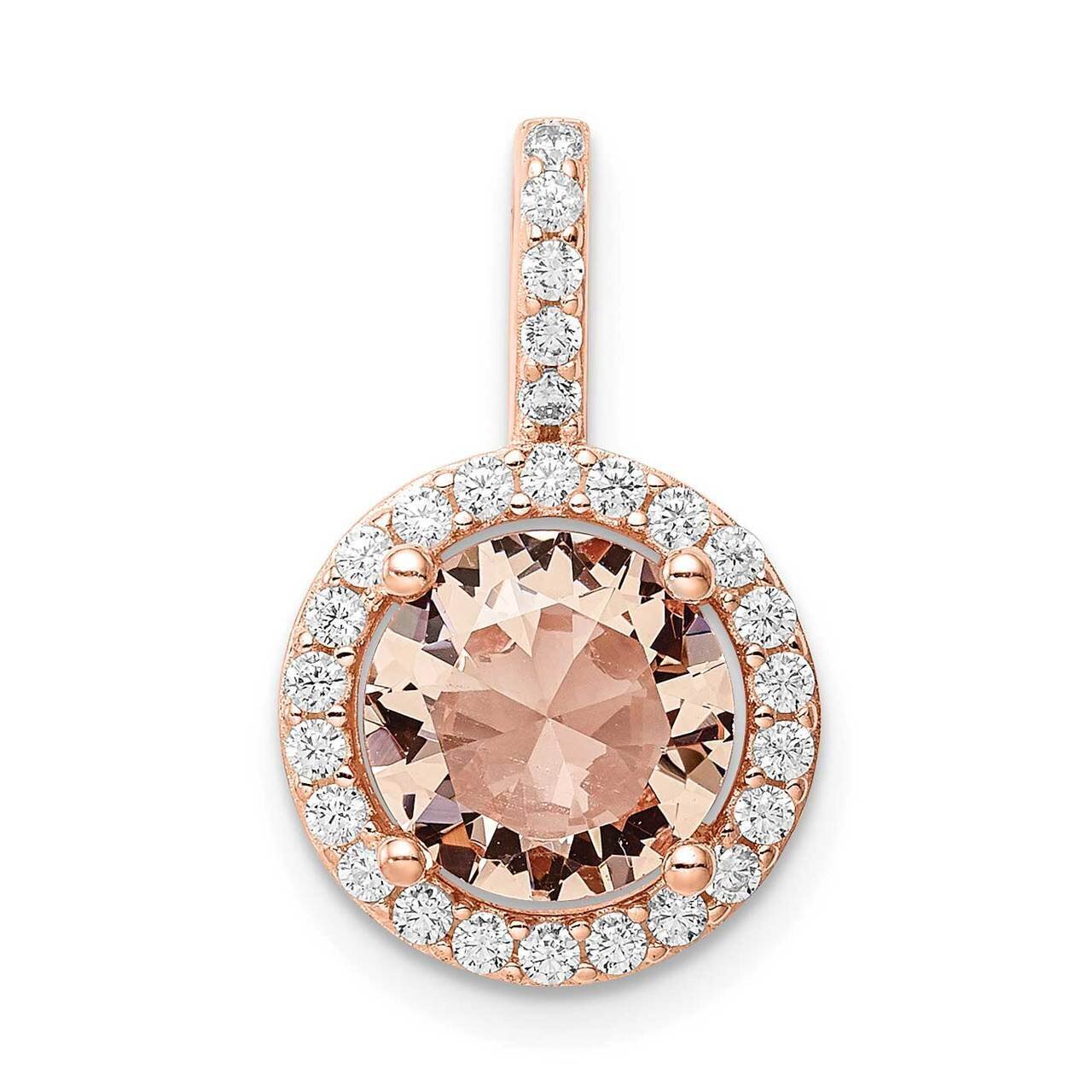 CZ Diamond Round Halo Pendant Sterling Silver Rose-tone QP5050, MPN: QP5050, 886774062358