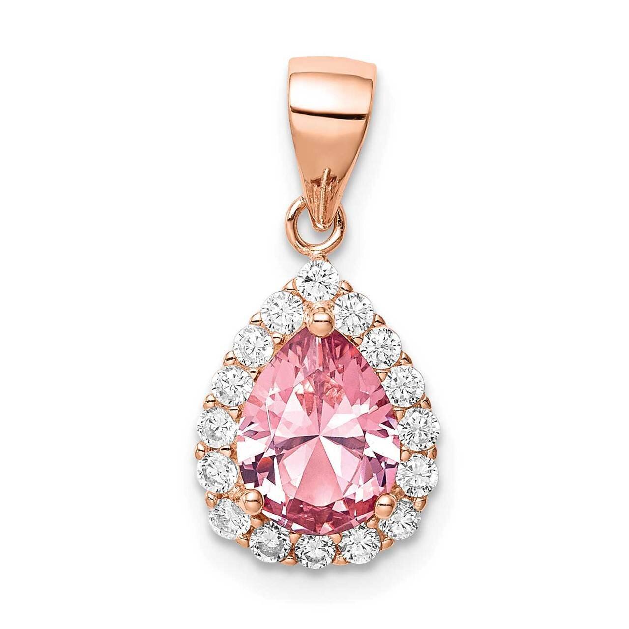 Rose-plated Teardrop Pink &amp; White Crystal Pendant Sterling Silver QP5056, MPN: QP5056, 886774013992