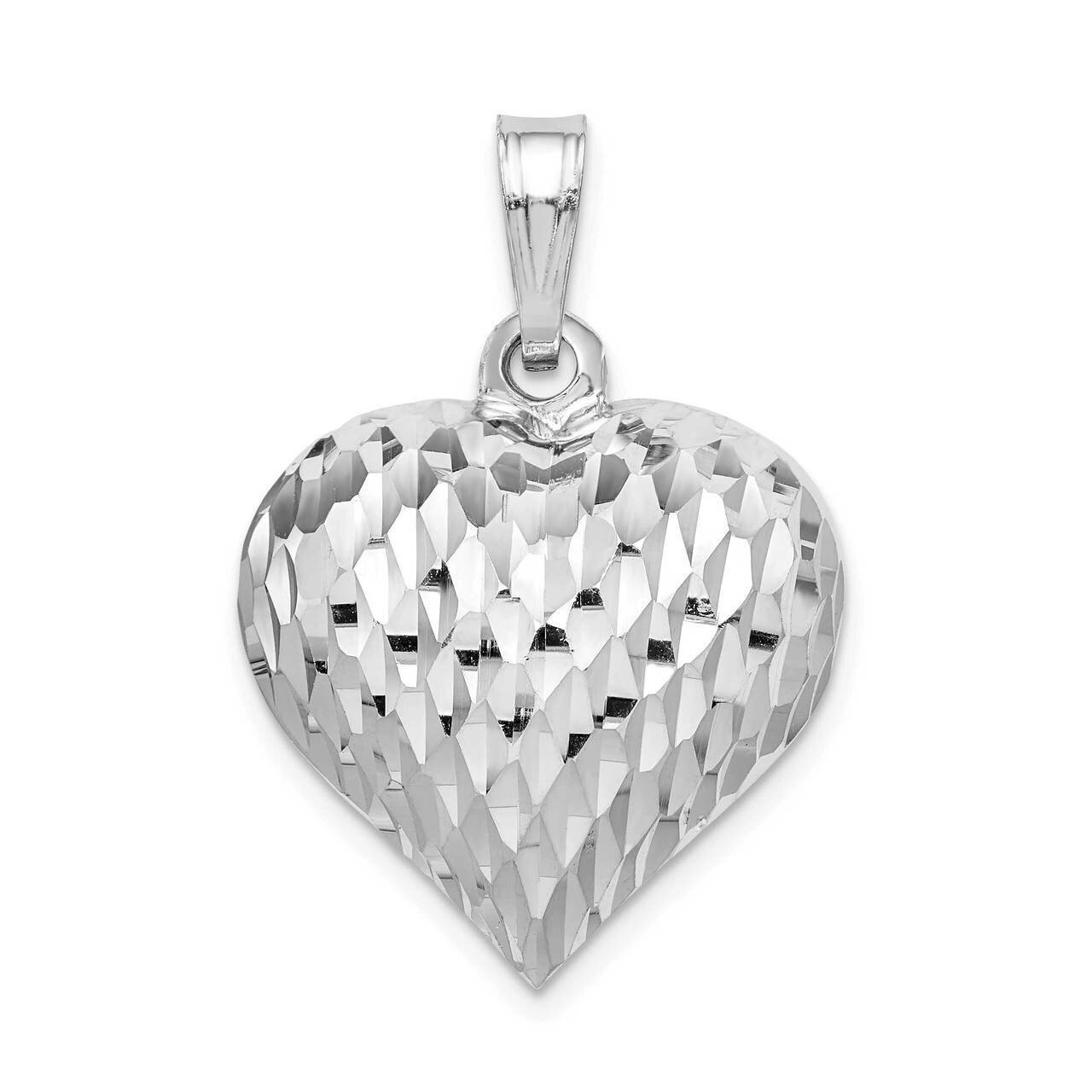 Polished & Diamond-cut Heart Pendant Sterling Silver Rhodium-plated QP5078