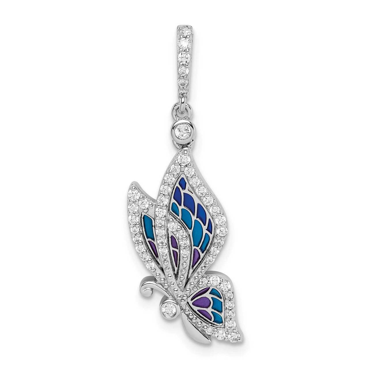 Enameled Butterfly Swarovski Crystal Pendant Sterling Silver Rhodium-plated QP5093, MPN: QP5093, 88…