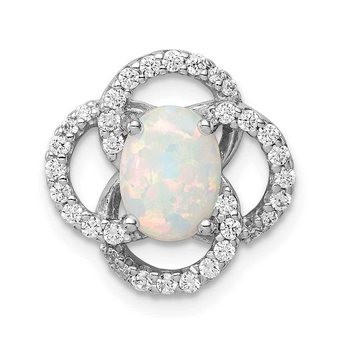 Lab Created Opal Chain SIide Sterling Silver Rhodium Plated CZ Diamond QP5096, MPN: QP5096, 8867740…