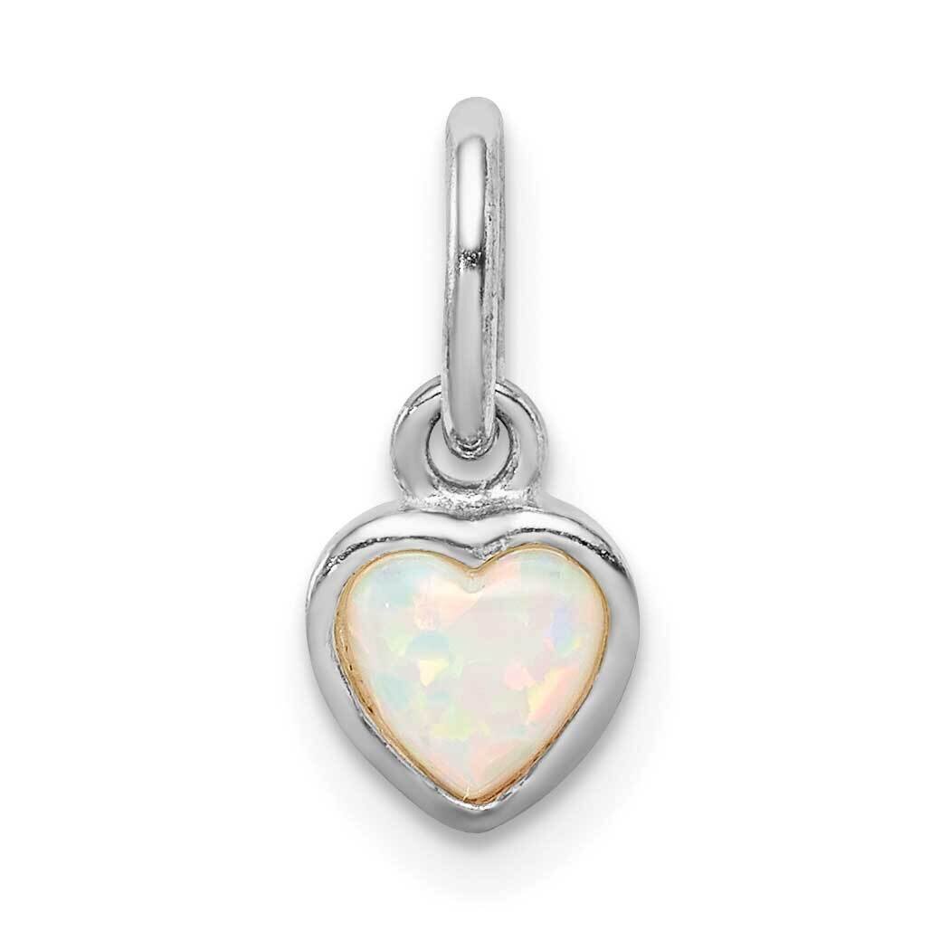 Lab Created Opal Heart Pendant Sterling Silver Rhodium Plated QP5097
