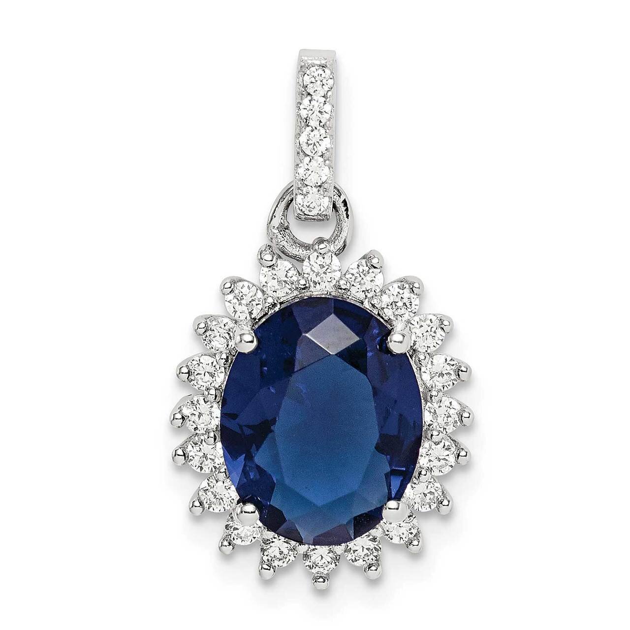 Blue &amp; Clear Pendant Sterling Silver CZ Diamond QP5099, MPN: QP5099, 886774035093