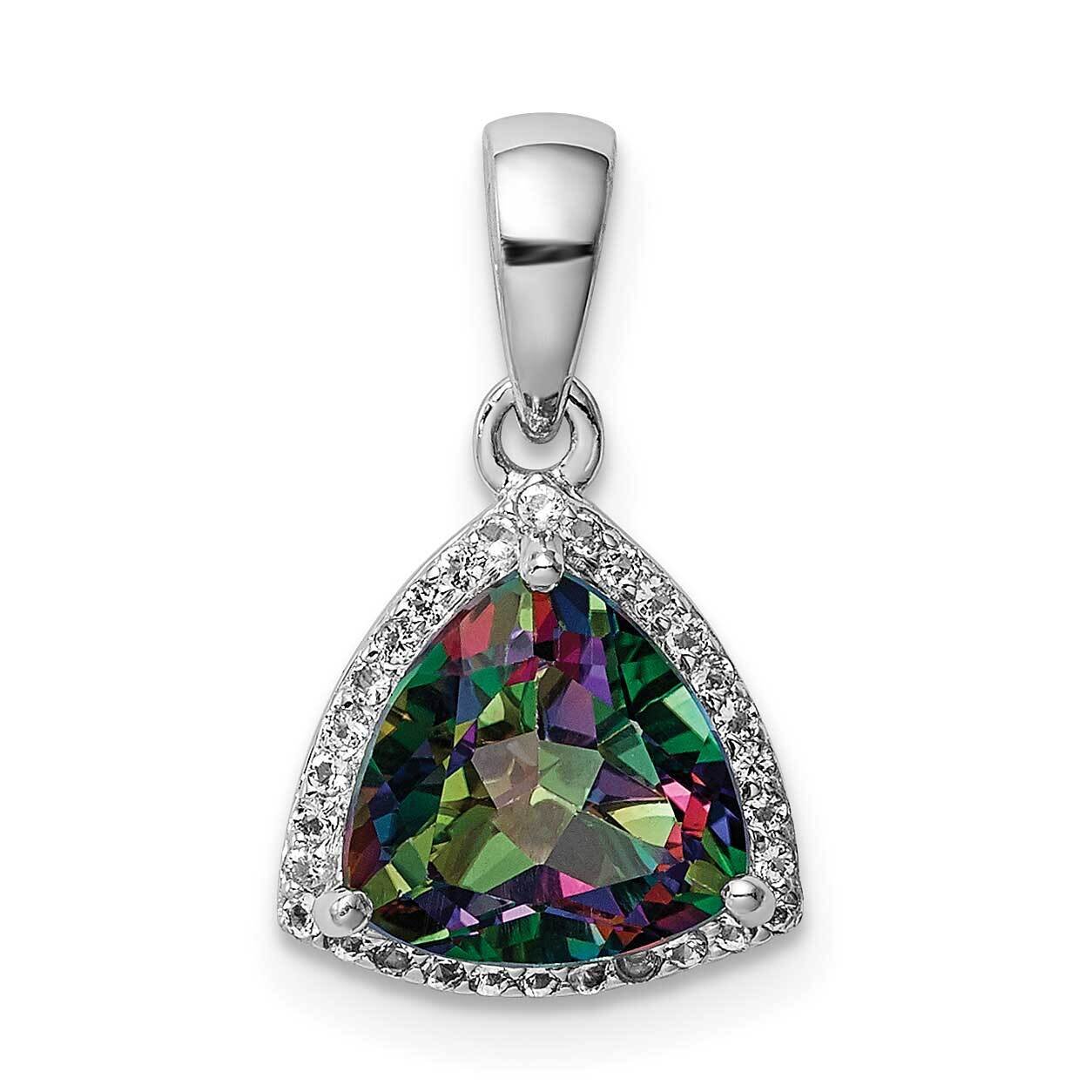 Trillion Mystic Fire &amp; White Topaz Pendant Sterling Silver Rhodium-plated QP5106, MPN: QP5106, 8839…