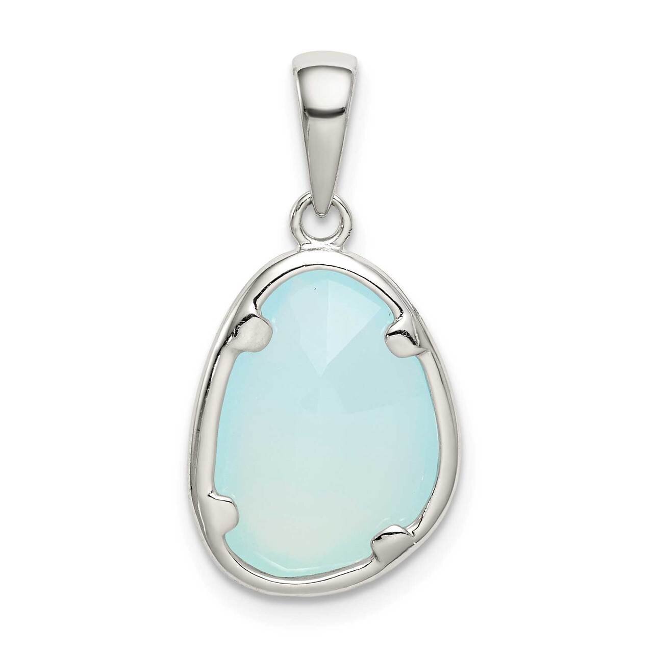 Blue Chalcedony Stone Pendant Sterling Silver QP5108