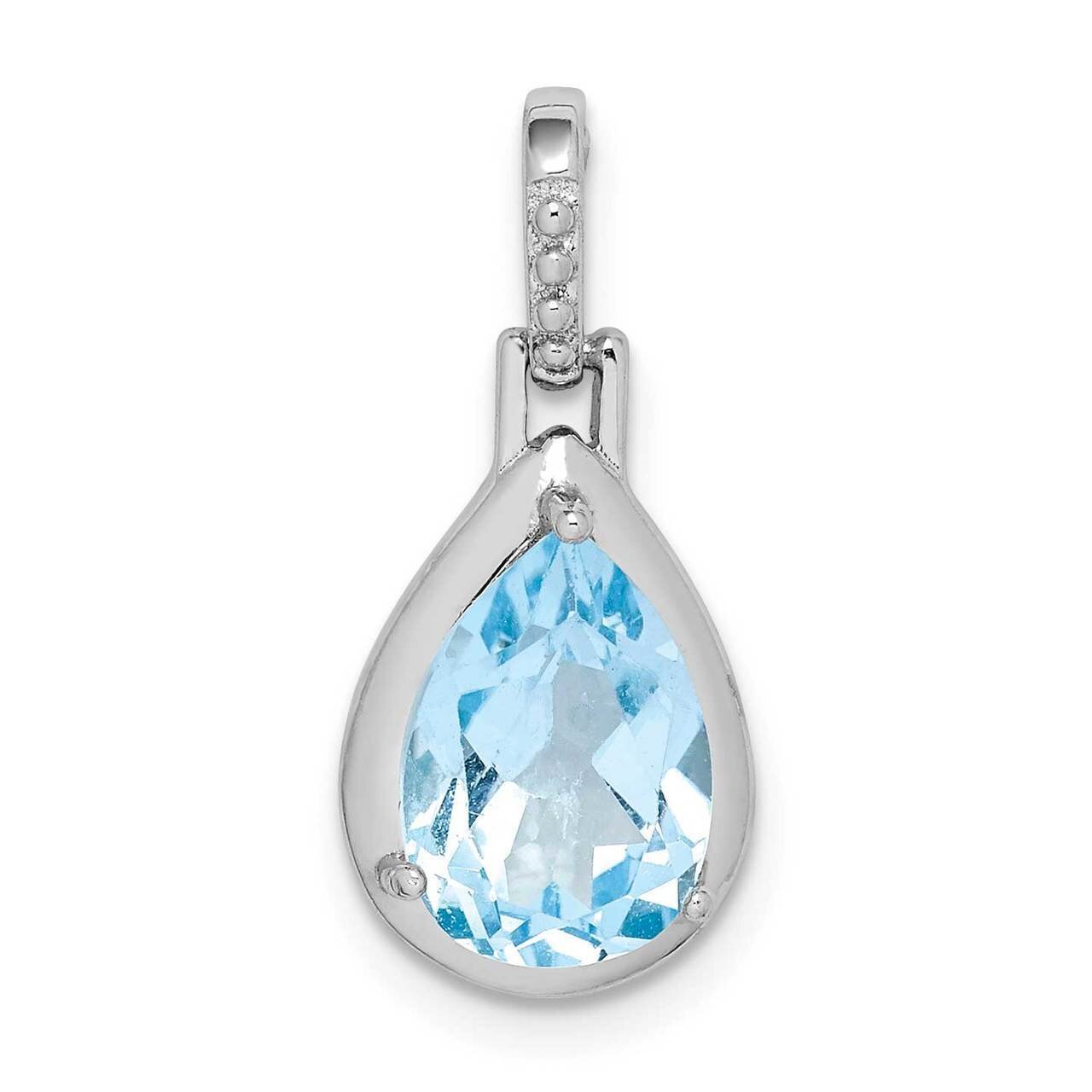 Blue Topaz Teardrop Pendant Sterling Silver Rhodium-plated QP5117, MPN: QP5117, 883957220413
