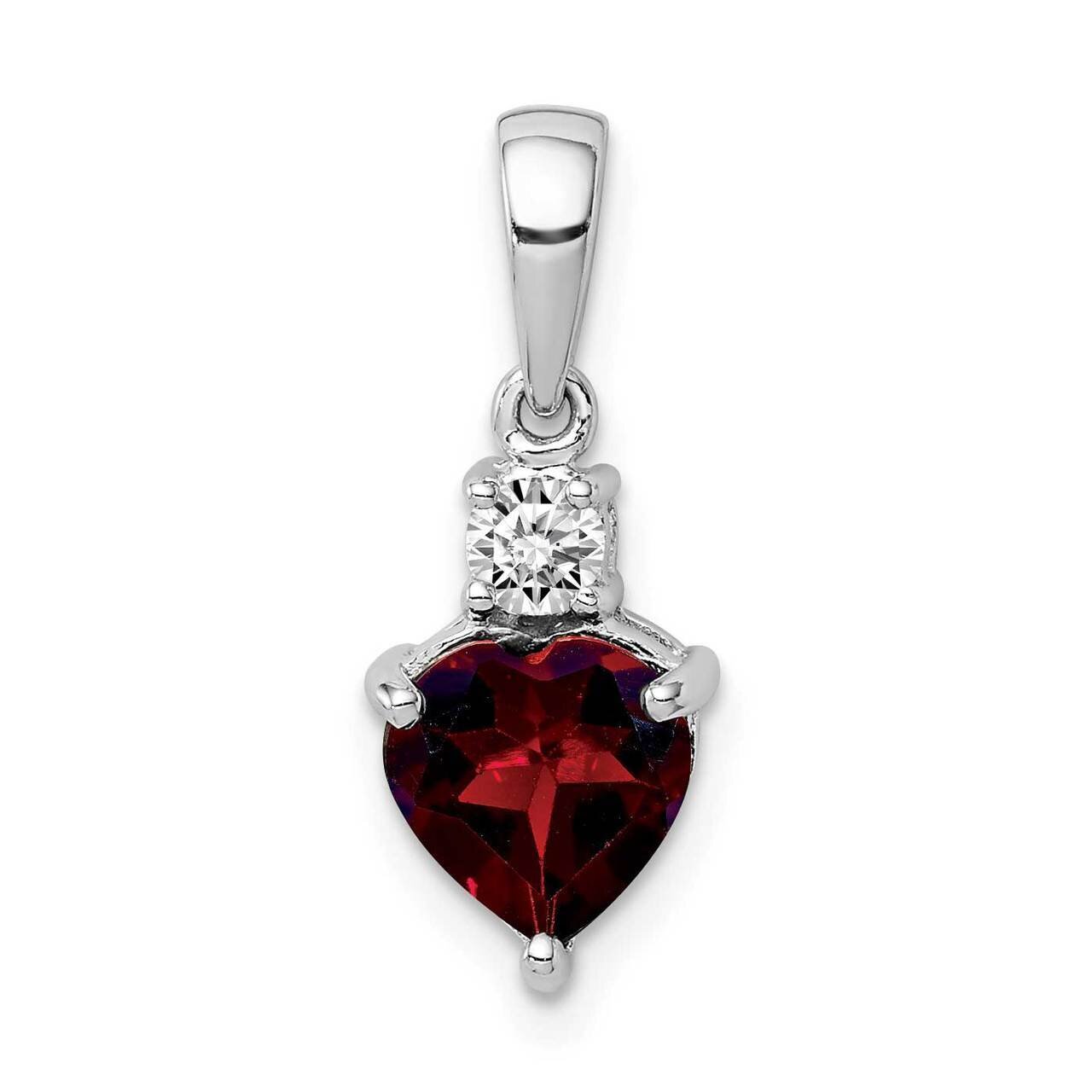 Heart Garnet &amp; White Topaz Pendant Sterling Silver Rhodium-plated QP5118, MPN: QP5118, 883957814421