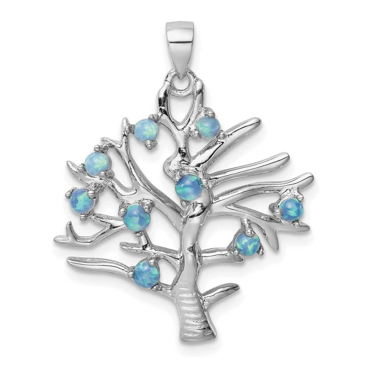 Created Opal Tree Pendant Sterling Silver QP5126