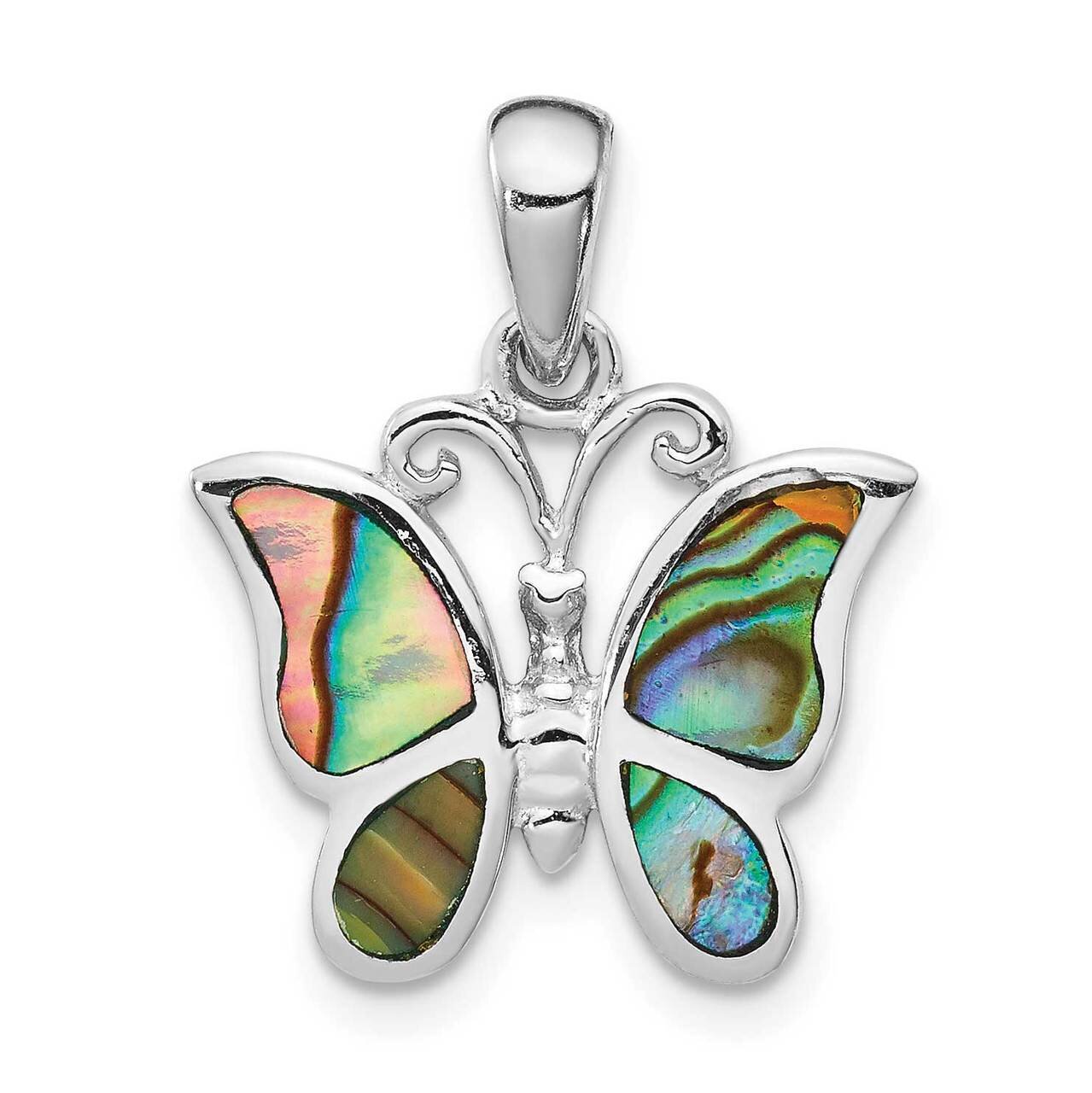 Abalone Butterfly Pendant Sterling Silver Rhodium-plated QP5142, MPN: QP5142, 886774096438