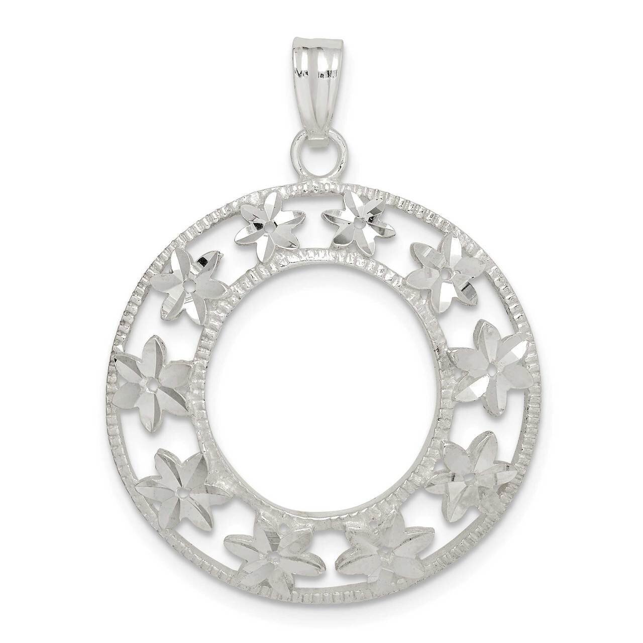 Flower Pendant Sterling Silver Diamond-cut QP5148