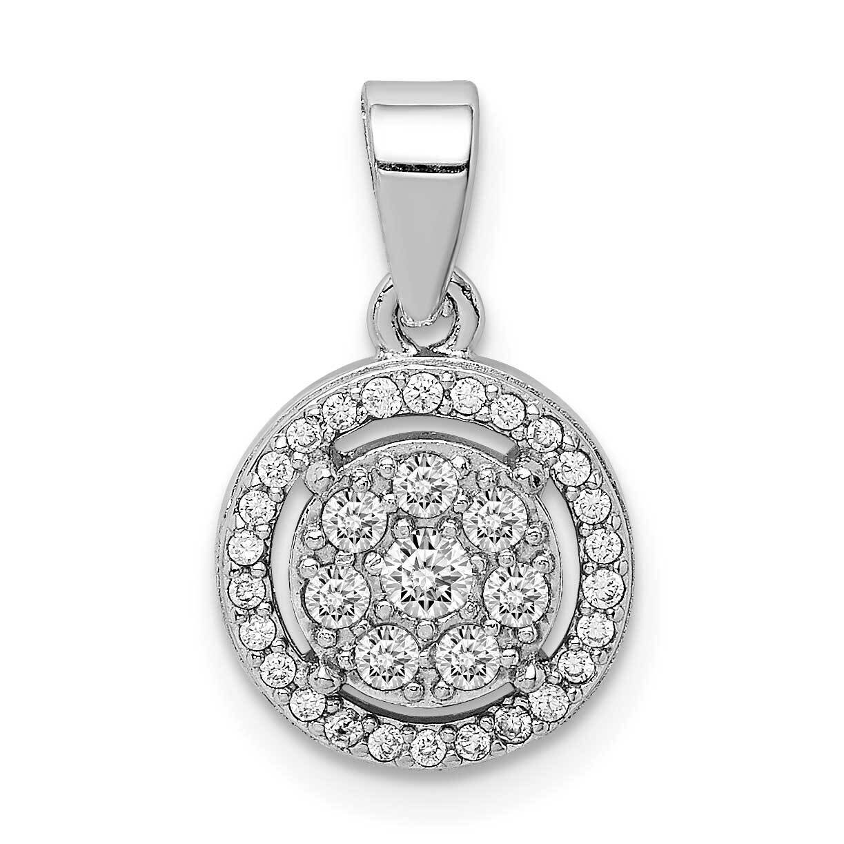 Pave CZ Diamond Circles Pendant Sterling Silver Rhodium-plated QP5160