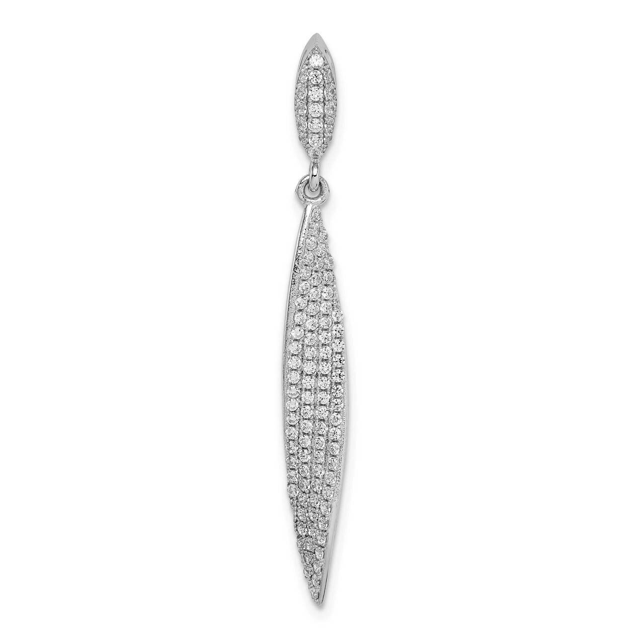 Pave CZ Diamond Leaf Pendant Sterling Silver Rhodium-plated QP5169