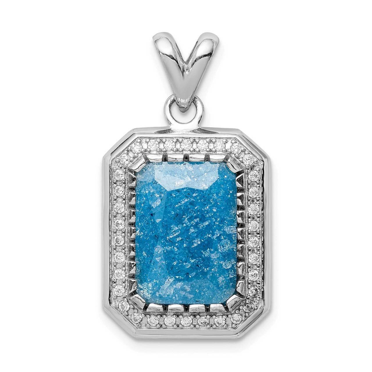 12x14 Blue Ice CZ Diamond Pendant Sterling Silver Rhodium-plated QP5177, MPN: QP5177, 883957926629