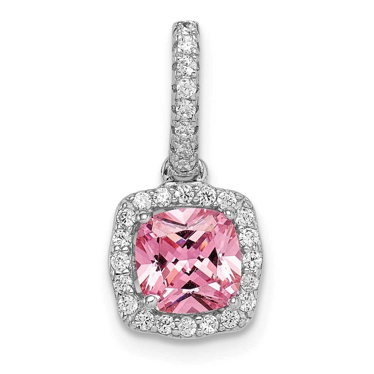 Pink &amp; White CZ Diamond Slide Sterling Silver Rhodium-plated QP5186, MPN: QP5186,