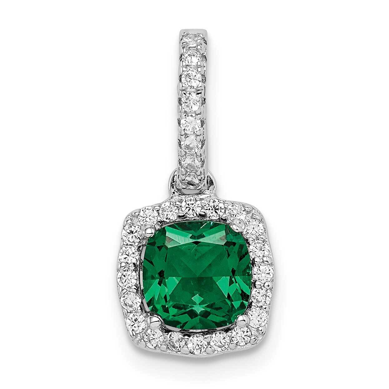 Green &amp; White CZ Diamond Slide Sterling Silver Rhodium-plated QP5187, MPN: QP5187,
