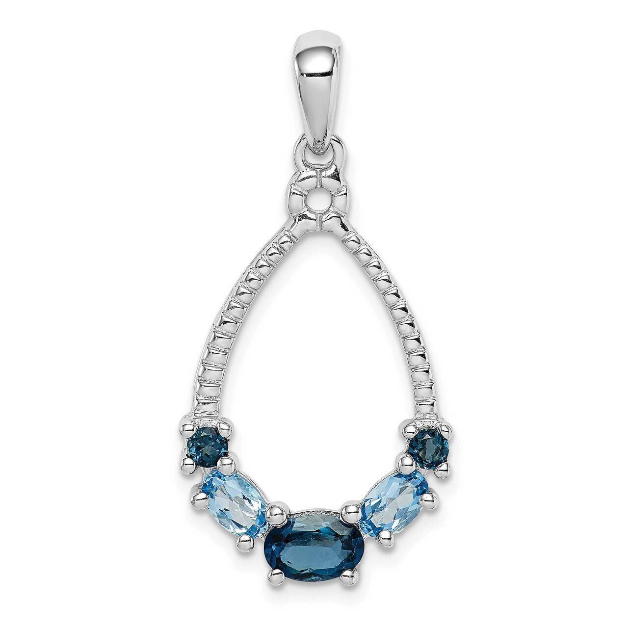 London blue and LB topaz Pendant Sterling Silver Rhodium Plated QP5195, MPN: QP5195, 883957168913