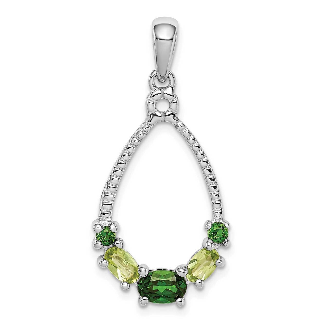 Chrome Diopside and Peridot Pendant Sterling Silver Rhodium Plated QP5198