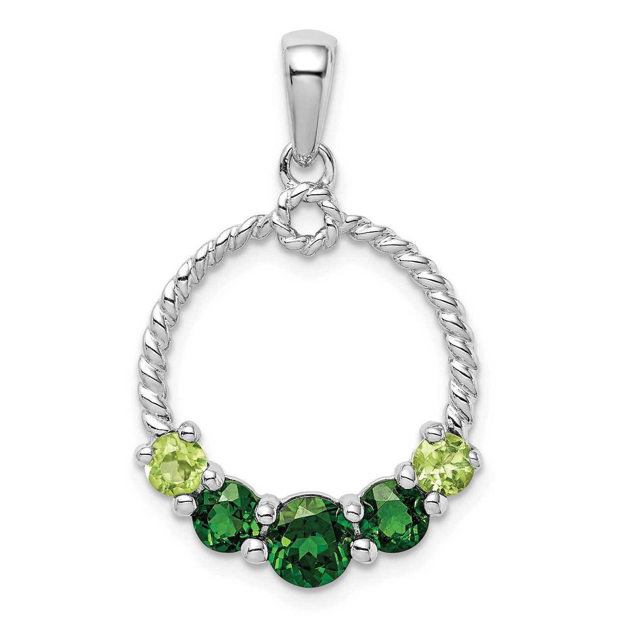 Chrome Diopside and Peridot Pendant Sterling Silver Rhodium Plated QP5199
