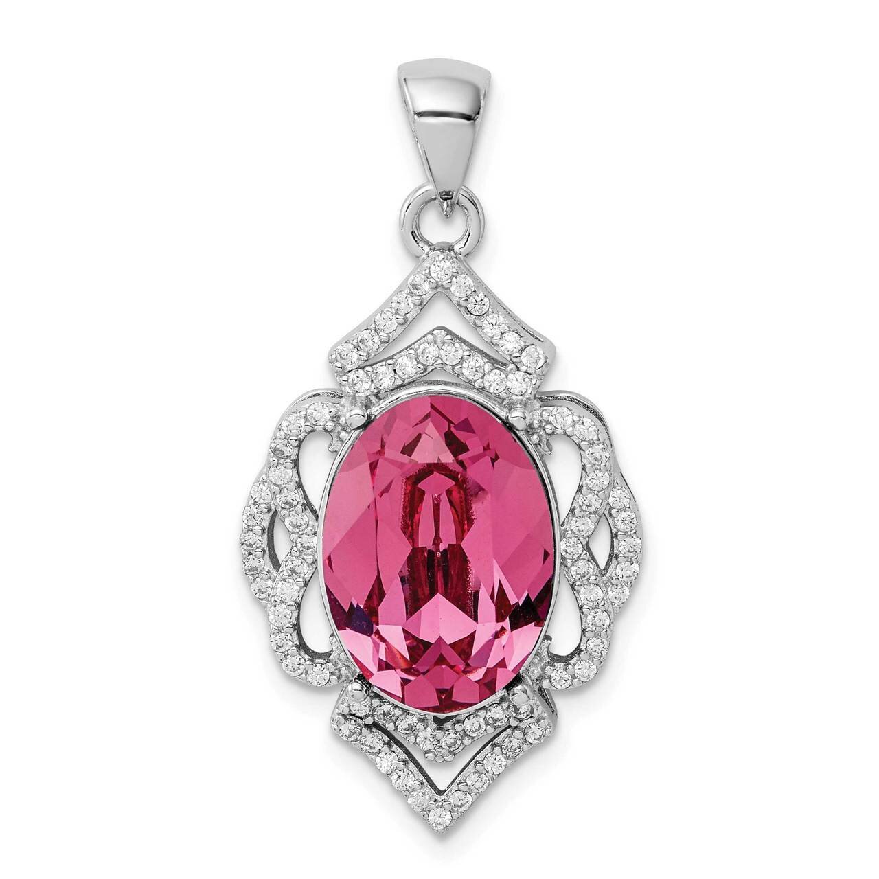 Clear &amp; Pink Crystal Pendant Sterling Silver Rhodium-plated QP5217, MPN: QP5217, 883957953335