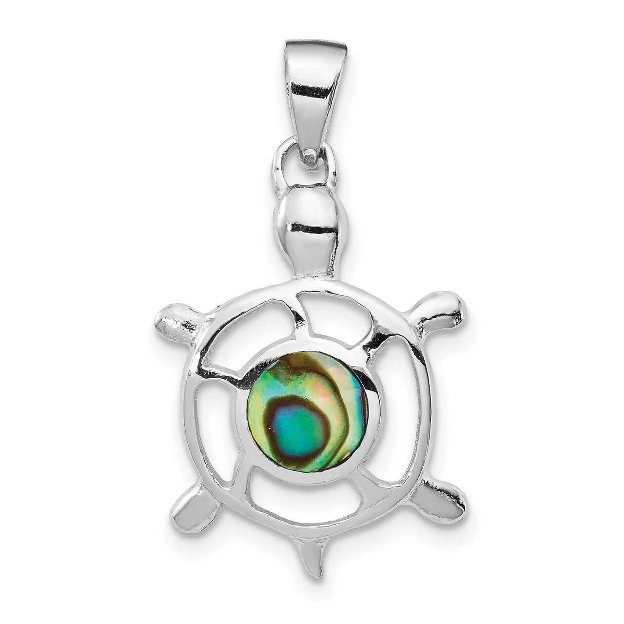 Abalone Turtle Pendant Sterling Silver Rhodium-plated QP5224