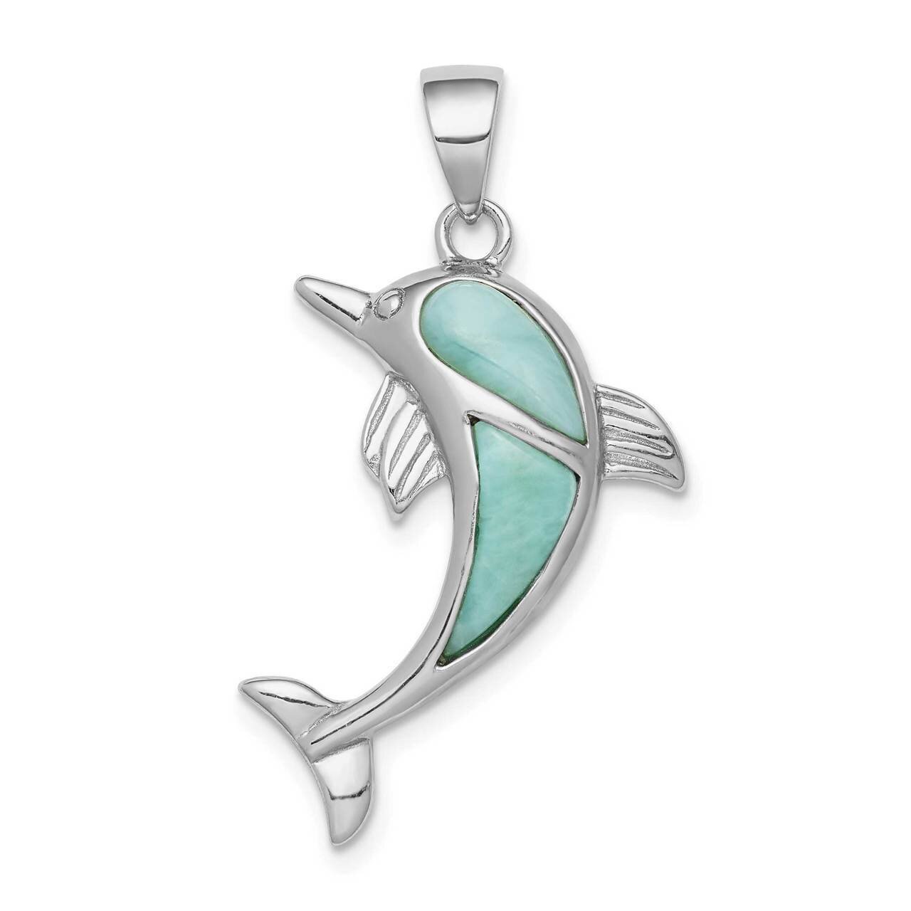 Larimar Dolphin Pendant Sterling Silver Rhodium-plated QP5225, MPN: QP5225, 883957600284