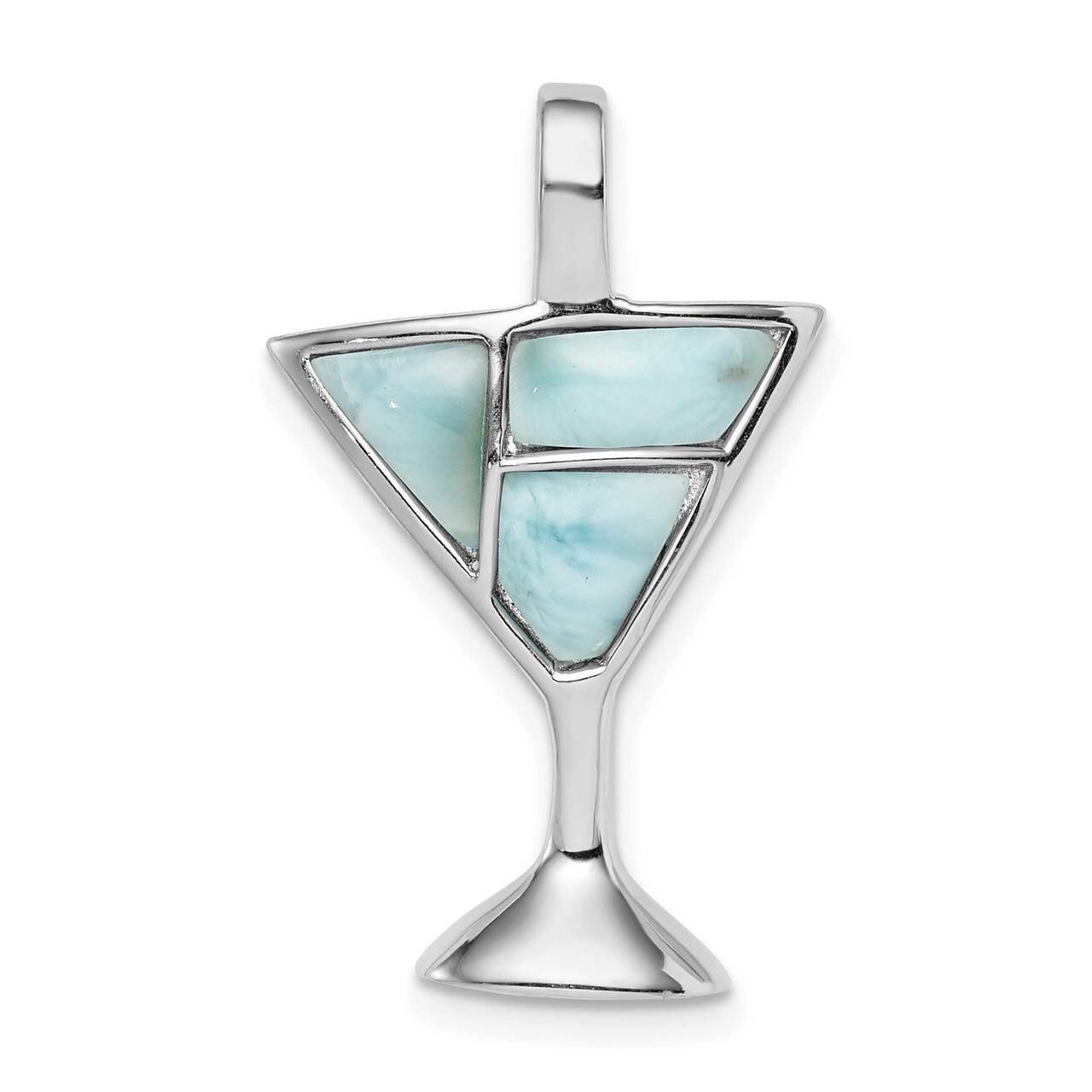Larimar Martini Glass Pendant Sterling Silver Rhodium-plated QP5228