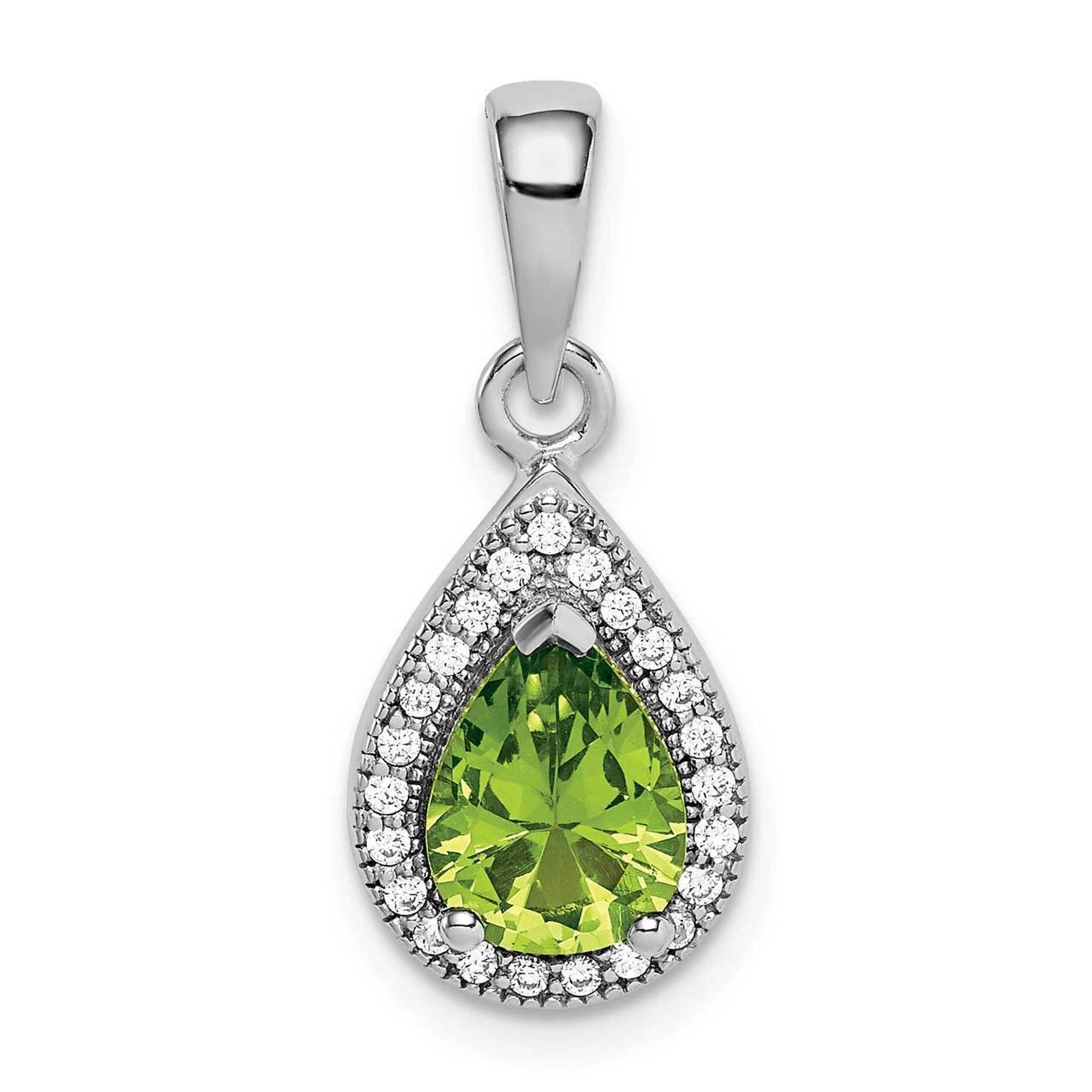 Green &amp; Clear CZ Diamond Pendant Sterling Silver Rhodium Plated QP5247AUG, MPN: QP5247AUG, 88677411…