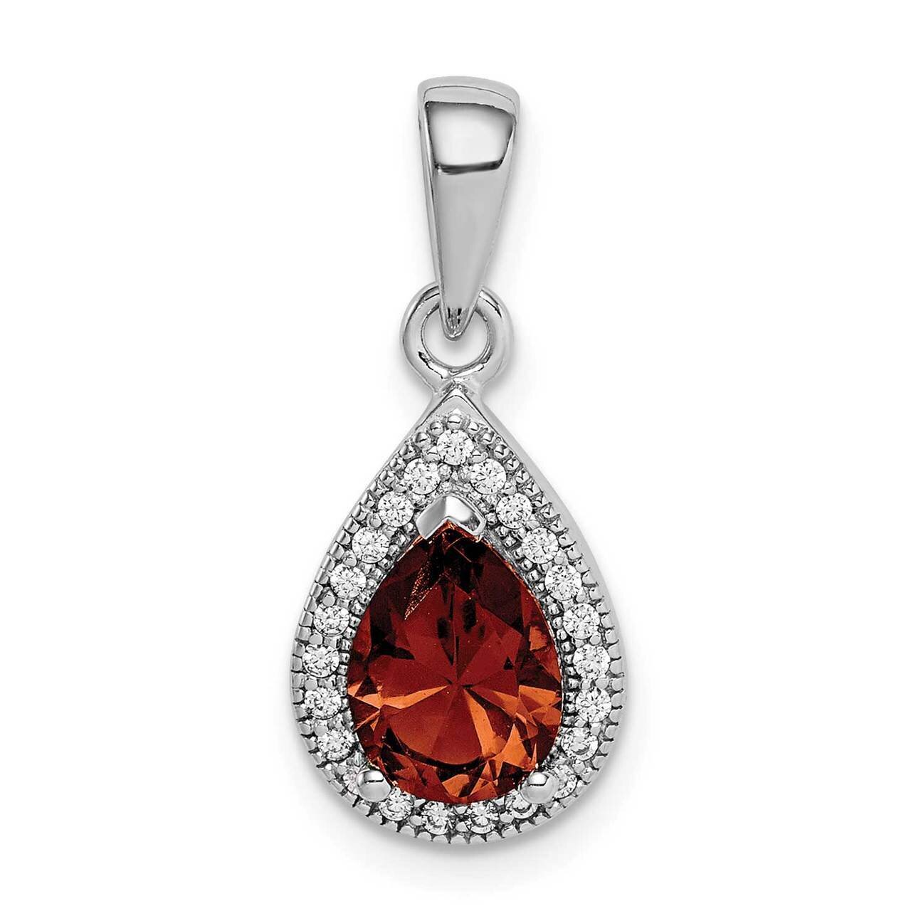 Red &amp; Clear CZ Diamond Pendant Sterling Silver Rhodium-plated QP5247JUL, MPN: QP5247JUL, 8839578720…