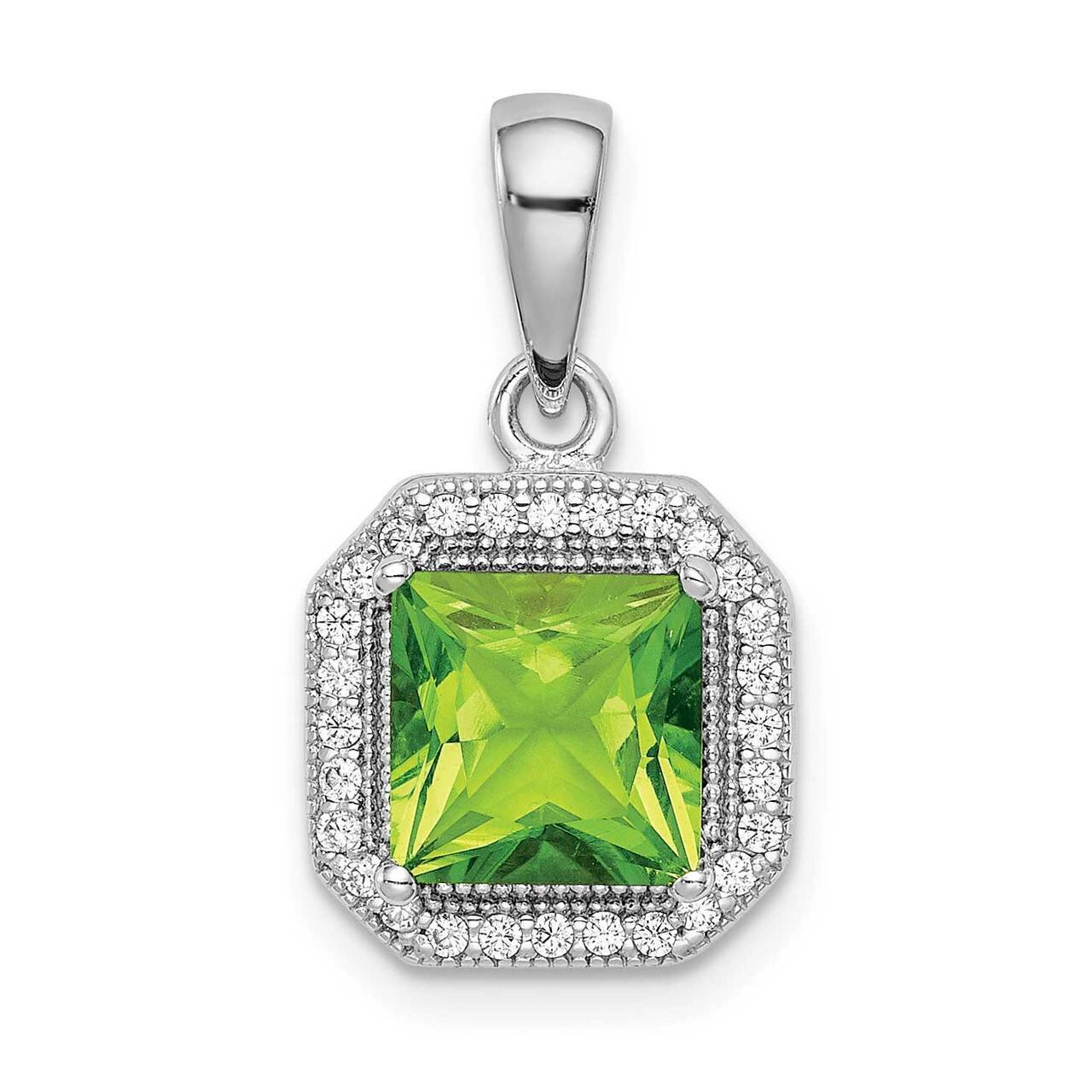 Green &amp; Clear CZ Diamond Pendant Sterling Silver Rhodium Plated QP5265AUG, MPN: QP5265AUG, 88677408…