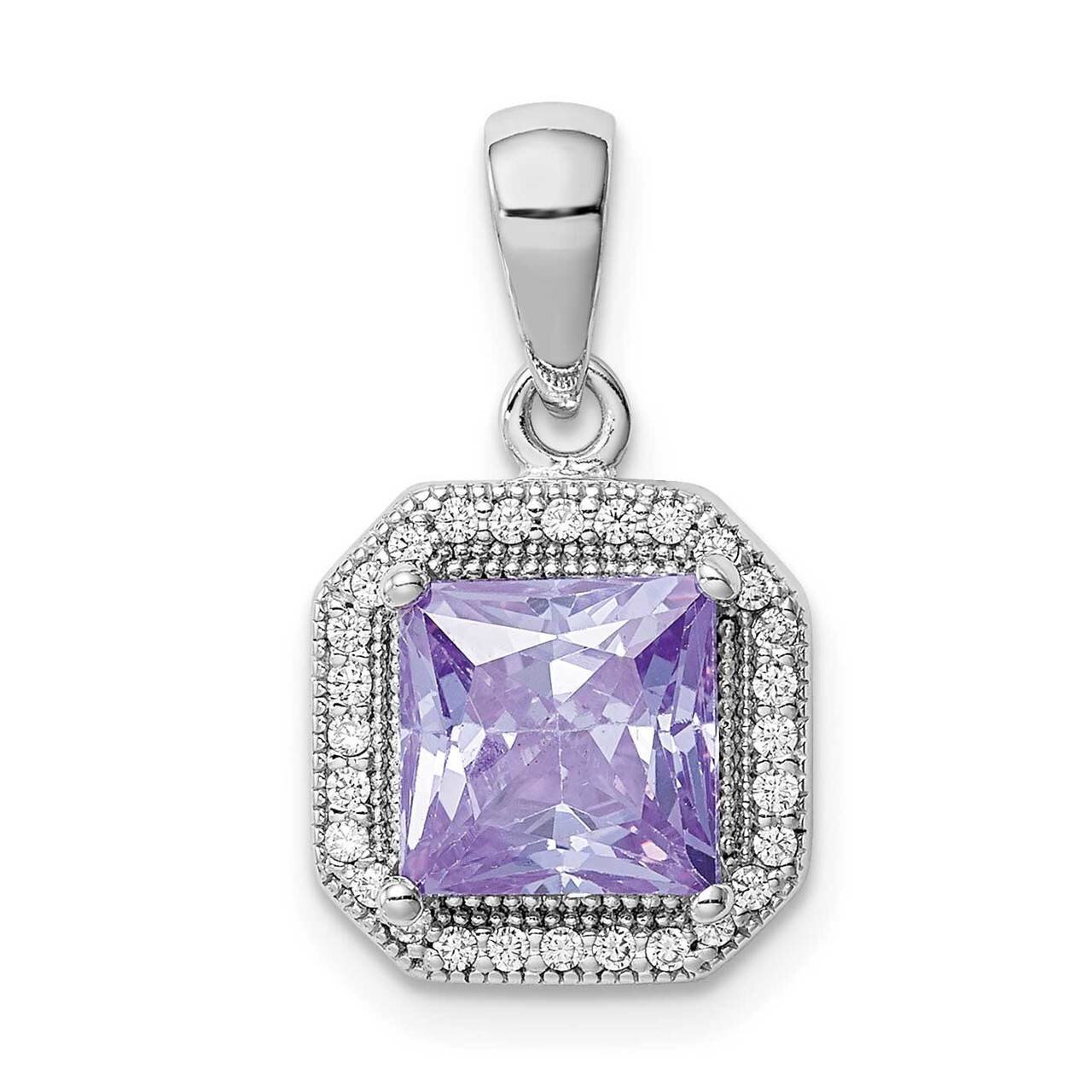 Purple &amp; Clear CZ Diamond Pendant Sterling Silver Rhodium Plated QP5265JUN, MPN: QP5265JUN, 8867740…