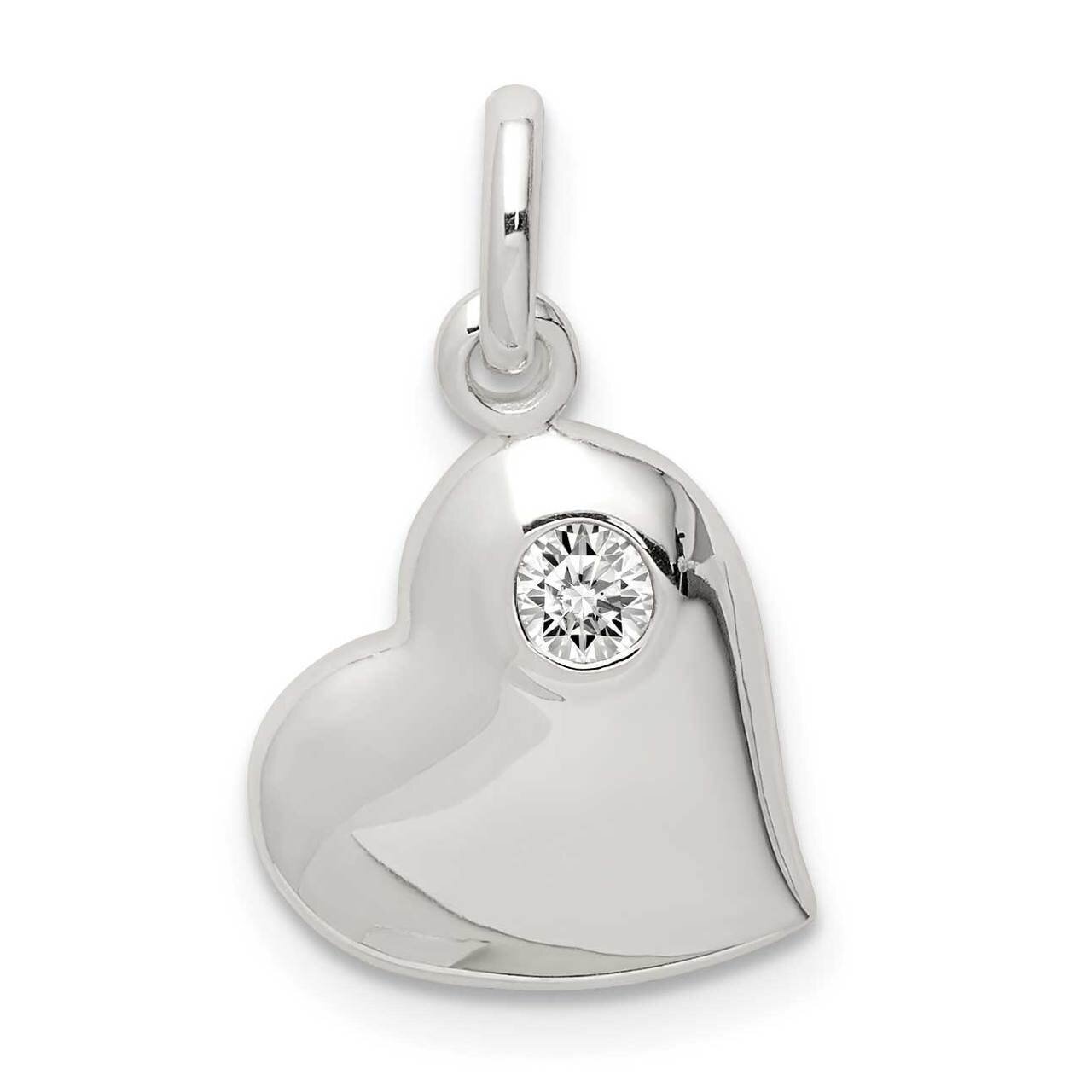 Heart Pendant Sterling Silver CZ Diamond QP5274, MPN: QP5274, 886774100425