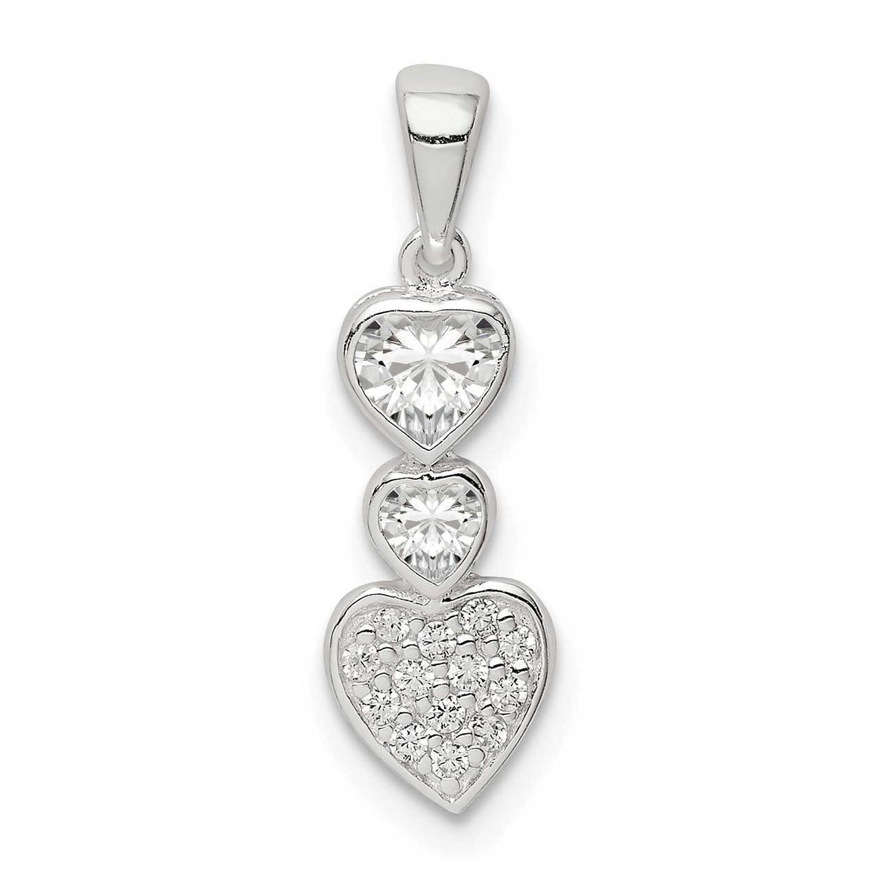 Hearts Pendant Sterling Silver CZ Diamond QP5276, MPN: QP5276, 883957939933