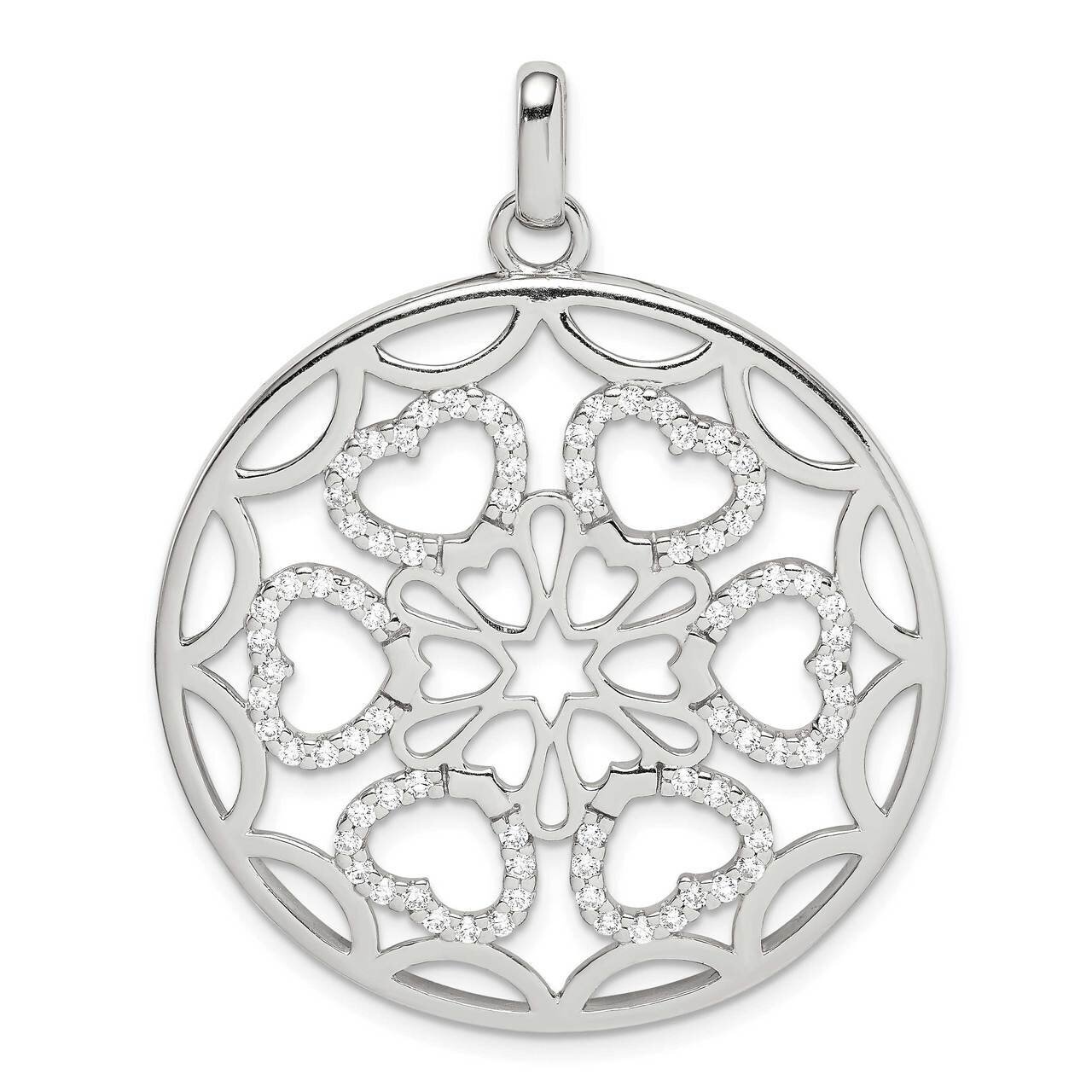 Hearts Circle Pendant Sterling Silver CZ Diamond QP5279, MPN: QP5279, 886774078618