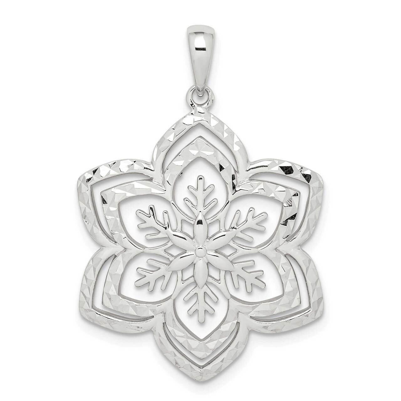 Snow Flake Pendant Sterling Silver Diamond-cut QP5291, MPN: QP5291, 883957838427