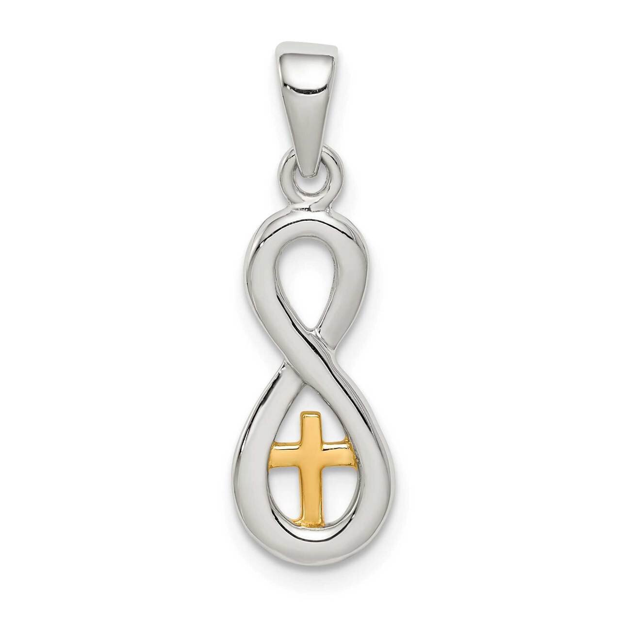 Gold tone Cross Infinity Pendant Sterling Silver QP5296