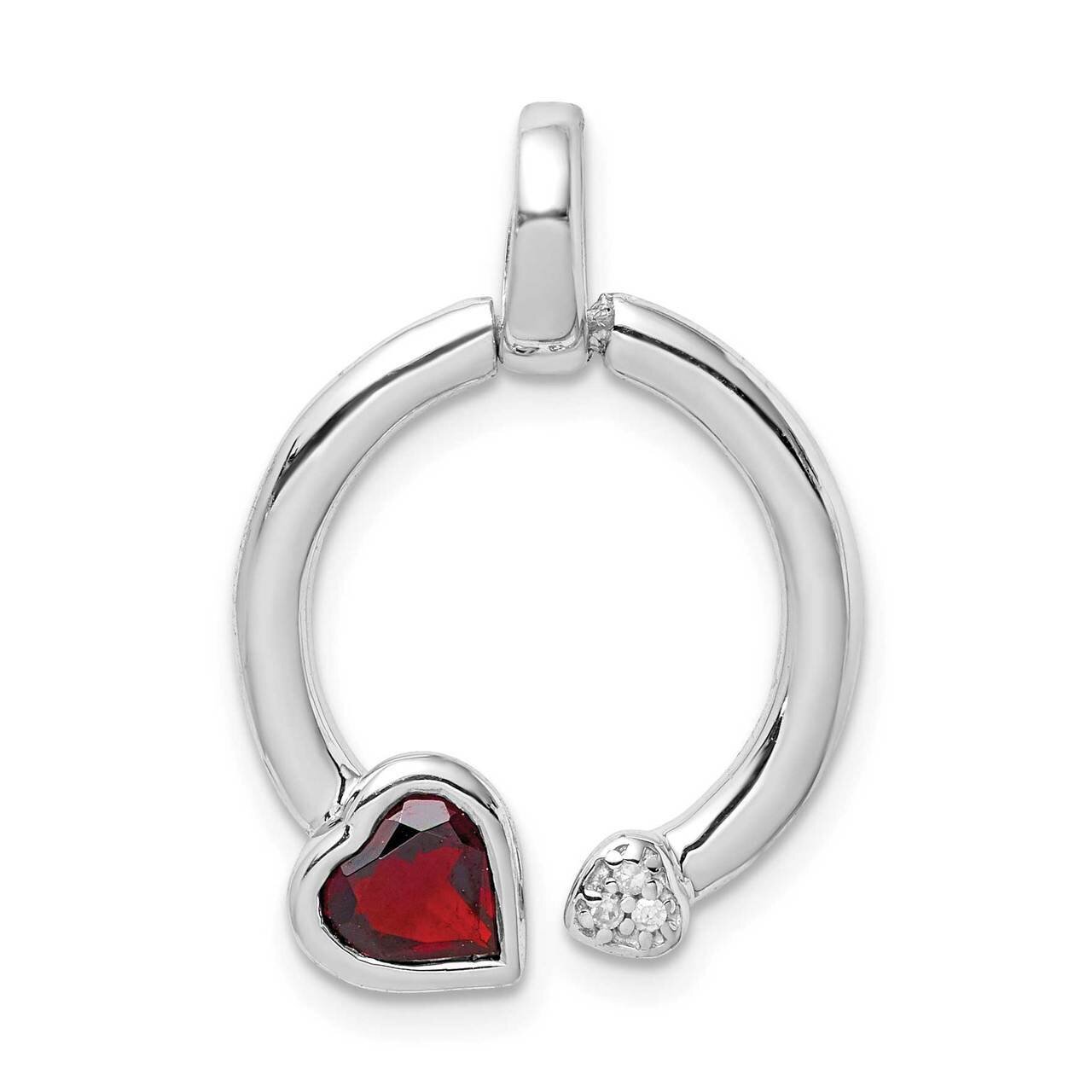 Garnet &amp; Diamond Hearts in Circle Pendant Sterling Silver QP5300, MPN: QP5300, 883957168982