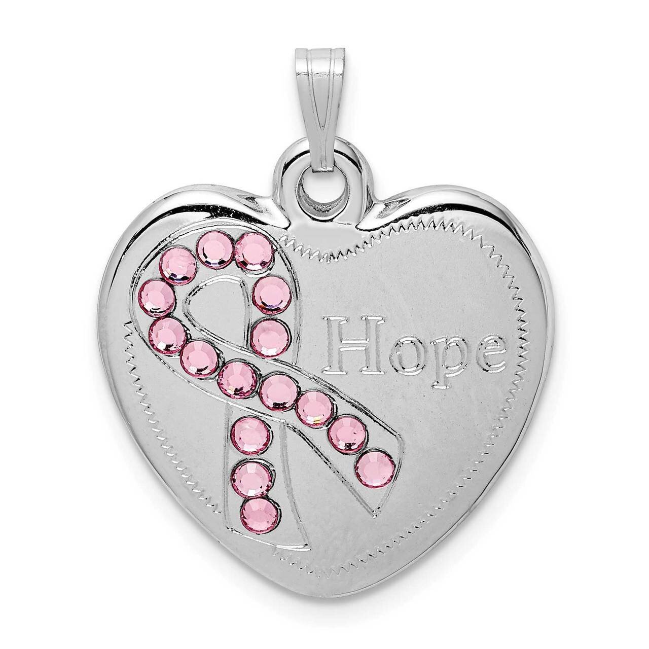 Pink Crystal Hope Heart Pendant Sterling Silver Rhodium-plated QP5306, MPN: QP5306, 883957955629
