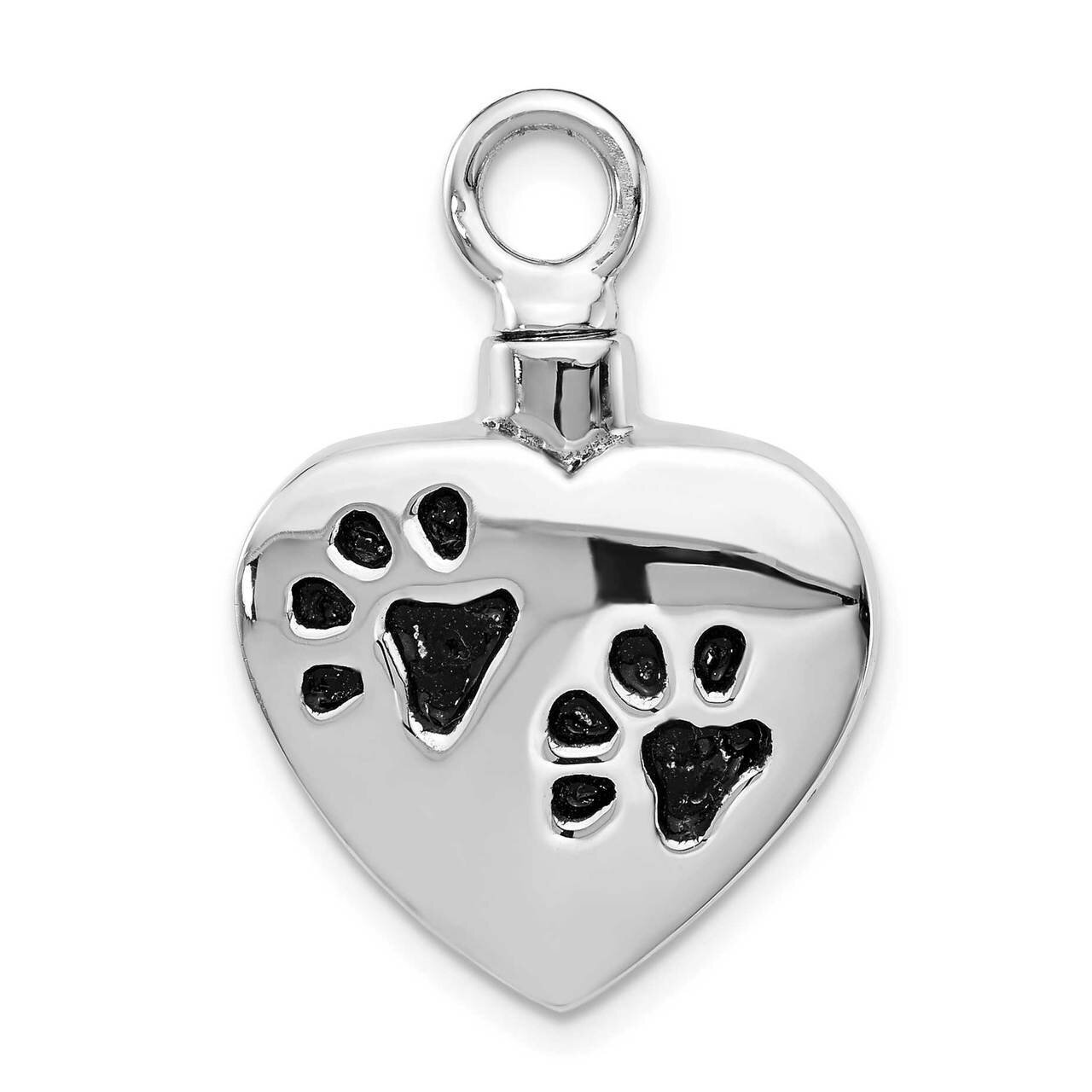 Enameled Paw Prints Heart Ash Holder Sterling Silver Rhodium-plated QP5328