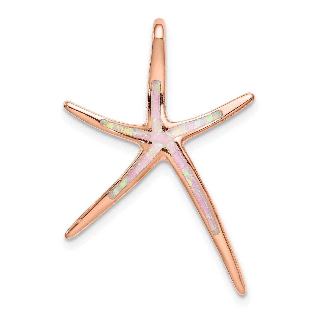 Rose-plated Created Opal Inlay Star Fish Slide Sterling Silver QP5338, MPN: QP5338, 883957839608
