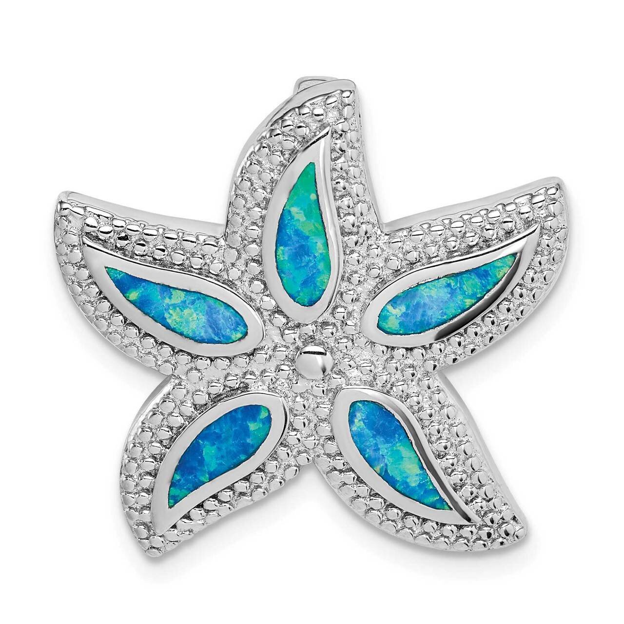 Created Blue Opal Starfish Slide Sterling Silver Rhodium-plated QP5339