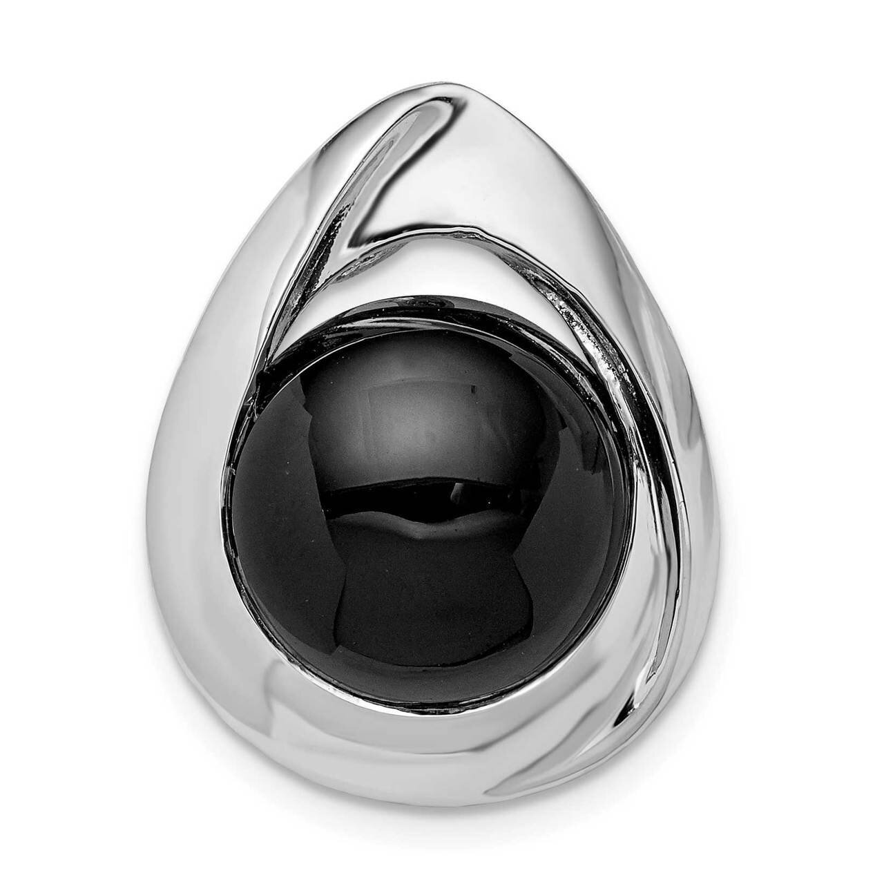 Polished Onyx Teardrop Slide Sterling Silver Rhodium-plated QP5352, MPN: QP5352, 883957834320