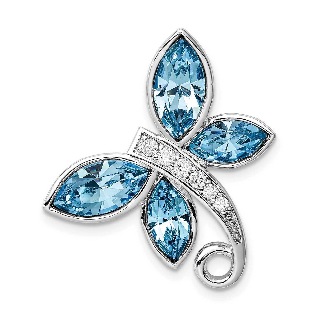 Clear &amp; Blue Crystal Butterfly Chain Slide Sterling Silver Rhodium-plated QP5369, MPN: QP5369, 8839…