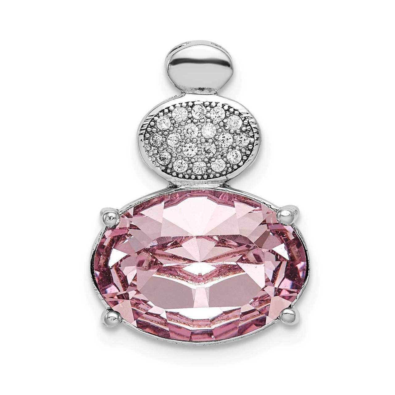 Clear &amp; Pink Crystal Oval Chain Slide Sterling Silver Rhodium-plated QP5370, MPN: QP5370, 886774015…