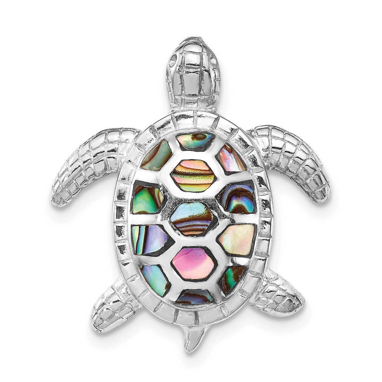 Abalone Textured Turtle Slide Sterling Silver Rhodium-plated QP5372
