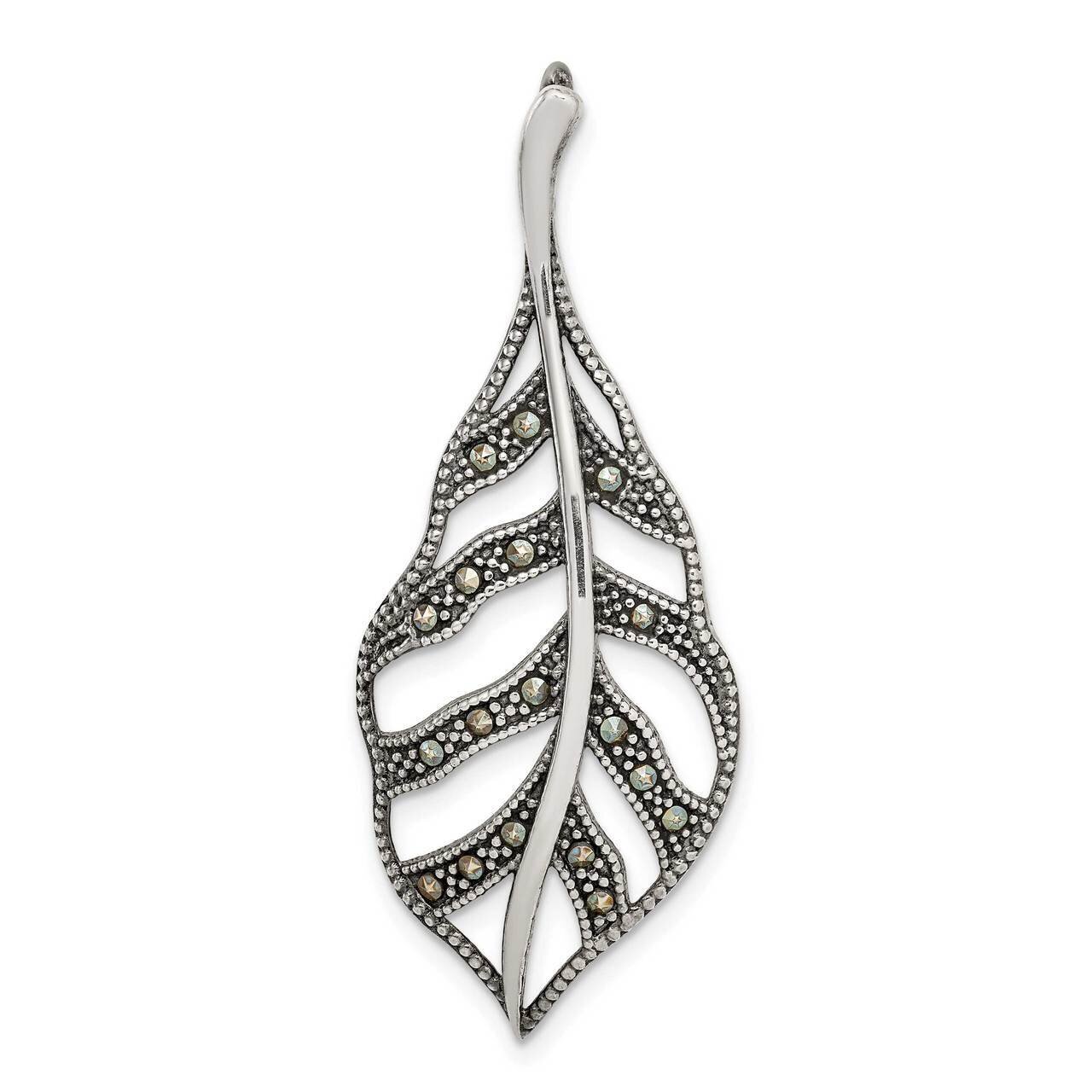 Marcasite Leaf Slide Sterling Silver Antiqued QP5375, MPN: QP5375,