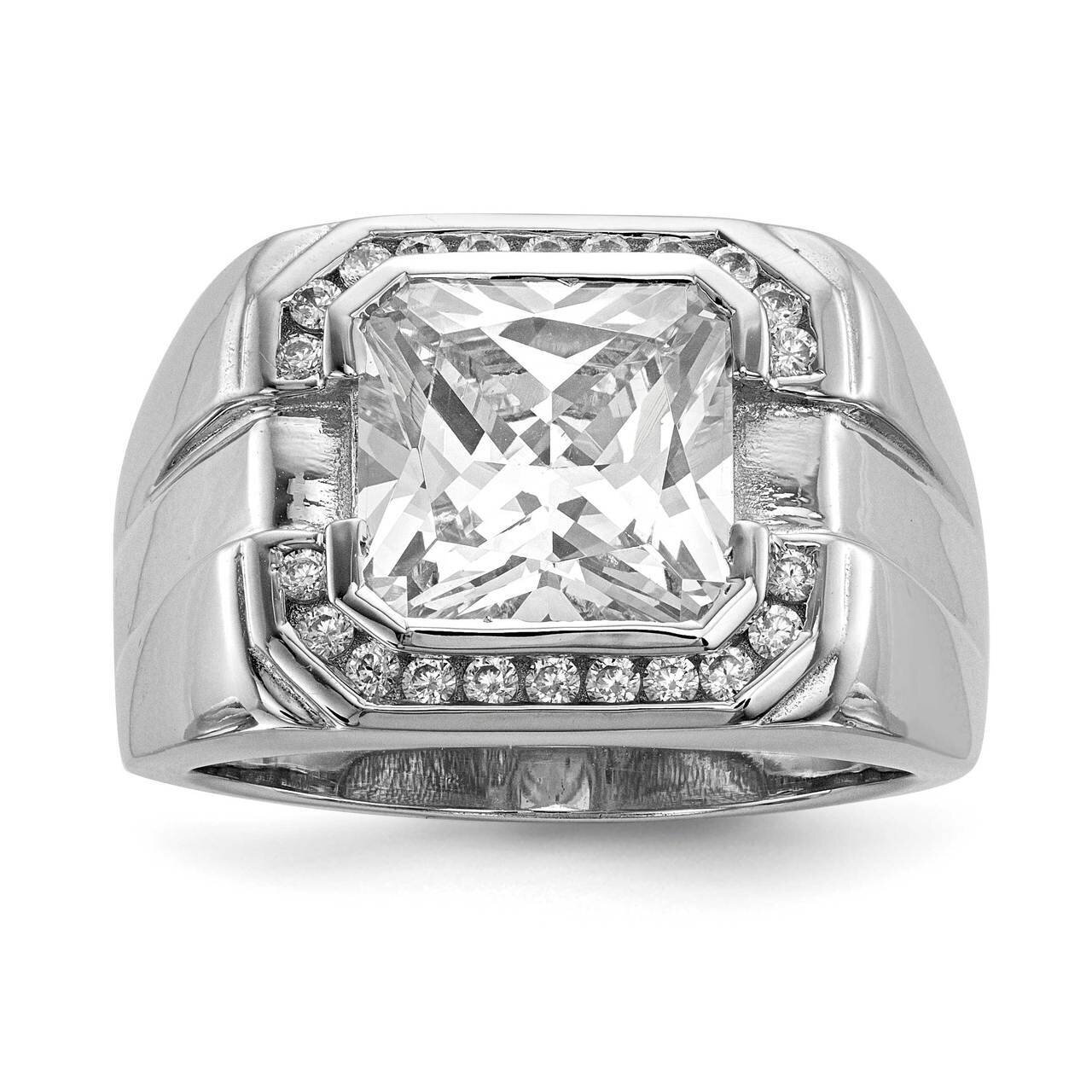 Mens CZ Diamond Ring Sterling Silver Rhodium-plated QR6779, MPN: QR6779, 191101480232