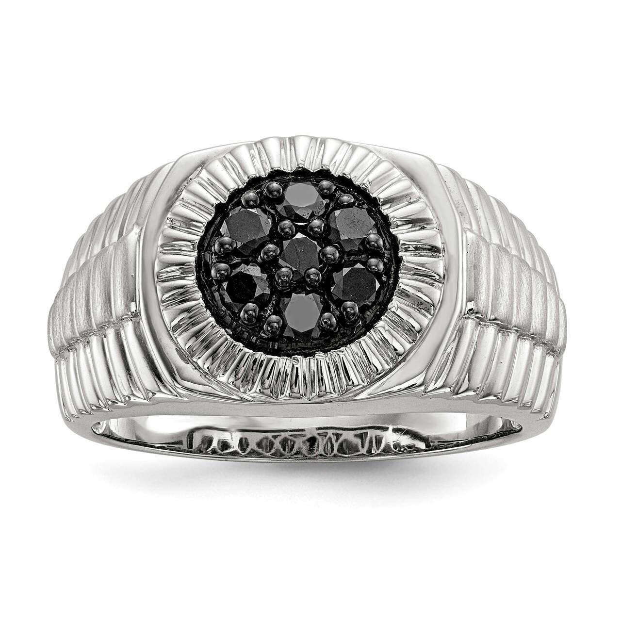 Mens Black Diamond Polished and Satin Ring Sterling Silver QR6780, MPN: QR6780, 883957756899