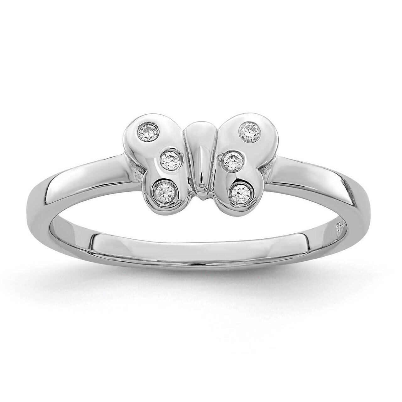 Childs CZ Diamond Butterfly Ring Sterling Silver Rhodium-plated QR6800, MPN: QR6800, 883957943268