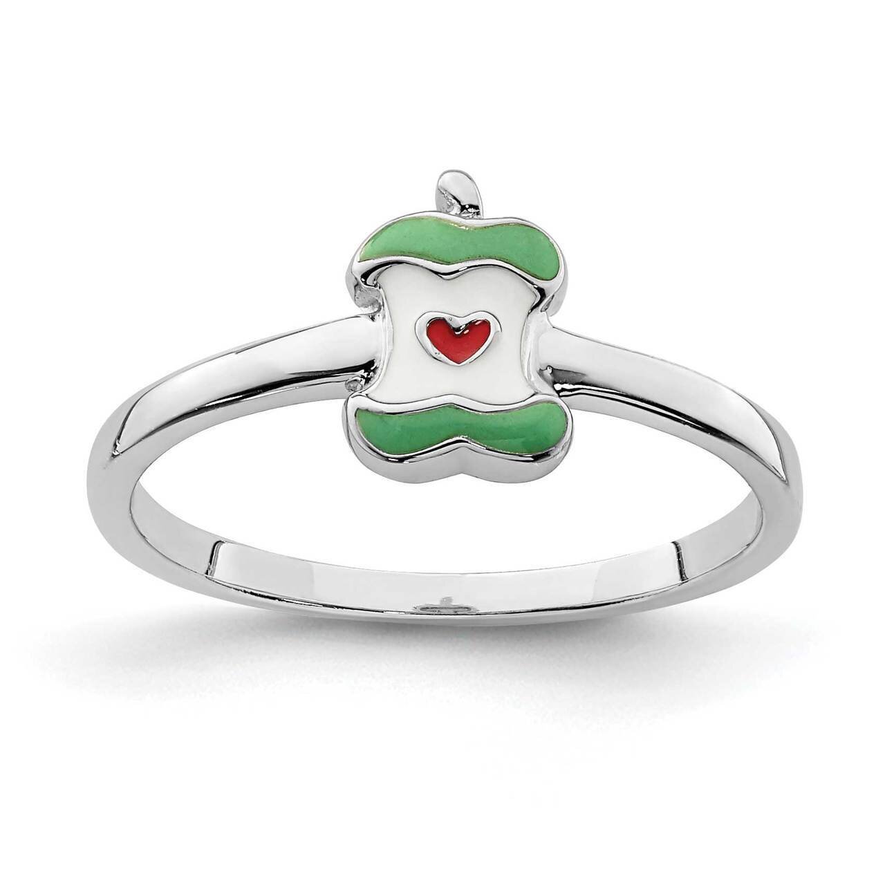 Childs Enameled Apple Core Ring Sterling Silver Rhodium-plated QR6802