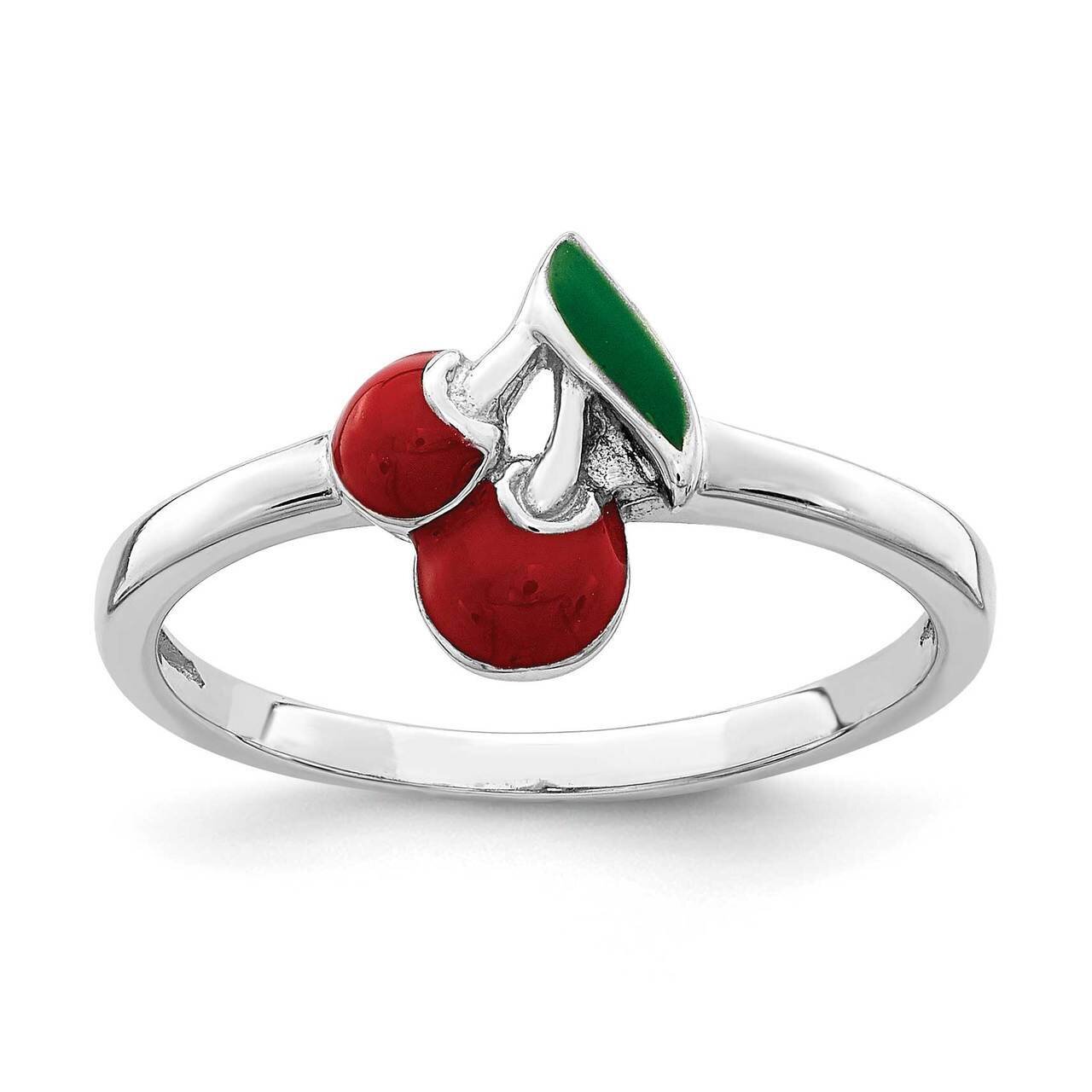 Childs Enameled Cherry Ring Sterling Silver Rhodium-plated QR6803, MPN: QR6803, 883957944586